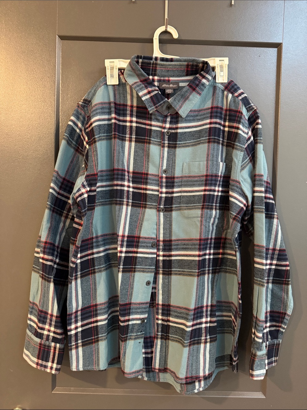 Eddie Bauer Men’s Plaid Button-Down Shirt - Teal & Navy